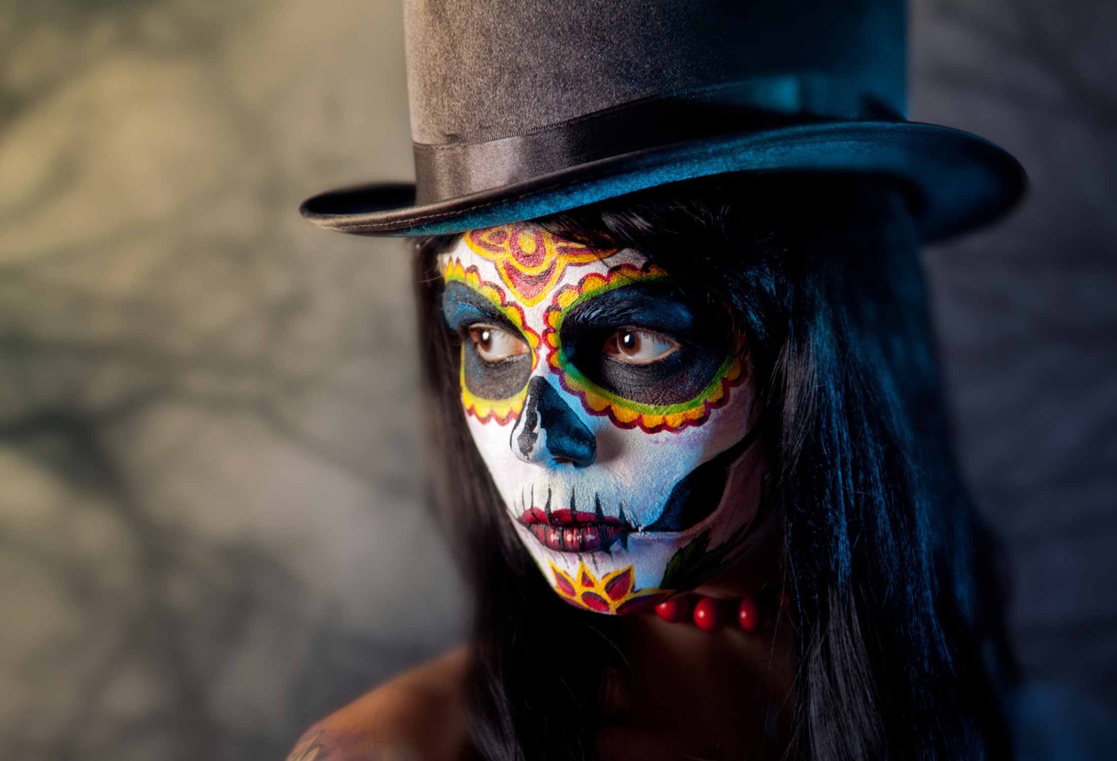 Sugar Skull Makeup with top hat